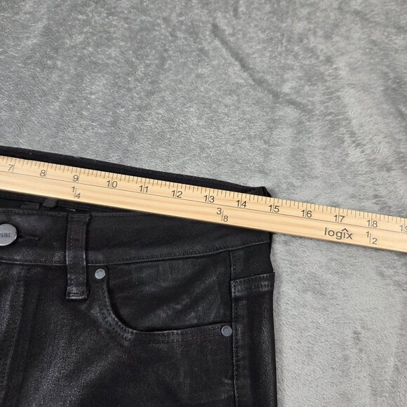 Paige Jeans Womens 28 Claudine Black Fog Luxe Coating Transend Denim Ankle Flare - Picture 7 of 9